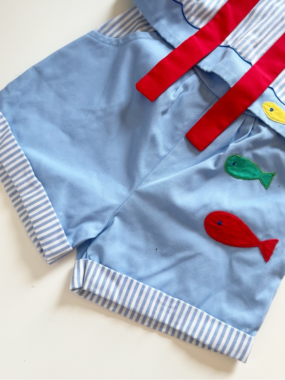 Vintage Two-Piece Blue Fish Appliqué Sailor Set | Size 2 - Picture 3 of 7